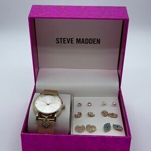 NWOT Steve Madden - Gold watch earring set
